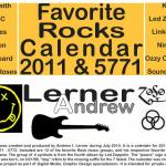 Calendar front cover with music group symbols and names. An Andrew Lerner Graphic Design