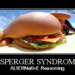 People with Asperger's Syndrome may only see the cleverness of this picture. This might only be after they struggle to see the big picture: A woman, whose "Ass" has a "Burger" in it. It was the idea of Andrew Lerner to use the picture in this way, and to use his slogan of ALtERNative Reasoning.